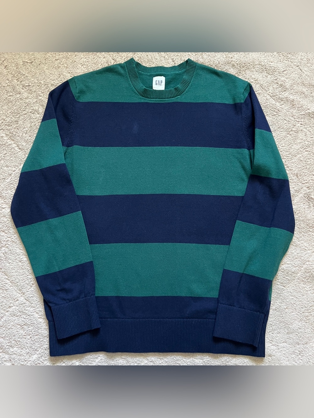 GAP Crewneck Striped Cotton Sweater Cottage Whimsical Academia Preppy Sz M